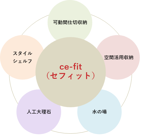 5つの製品を合わせてce-fit（セフィット）です